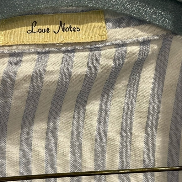 Love Notes 100% Cotton Blue and White striped shirt size large - Picture 2 of 3